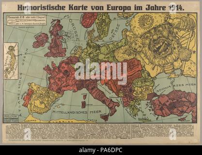 Carte de l'Europe d'humour en 1914. Musée : collection privée. Banque D'Images