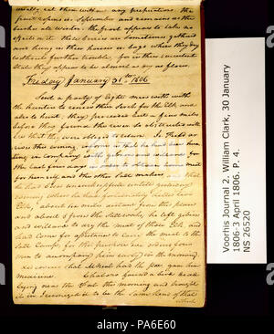 319 Clark Family Collection- Volume 2. Voorhis Journal No 2, page 4, 30 et 31 janvier 1806 Banque D'Images