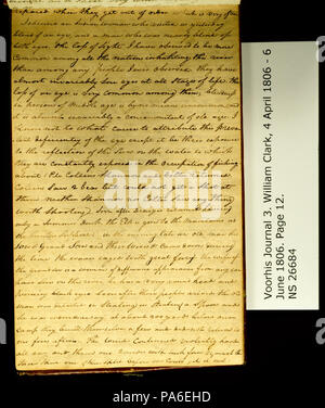 319 Clark Family Collection- Volume 3. Journal officiel n° 3 Voorhis, page 12, Avril 8, 1806 Banque D'Images