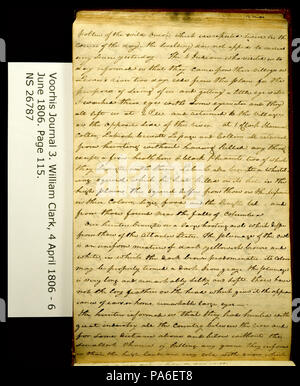 319 Clark Family Collection- Volume 3. Journal officiel n° 3, Voorhis page 115, le 23 mai, 1806 Banque D'Images