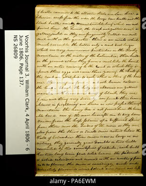319 Clark Family Collection- Volume 3. Journal Voorhis no 3, page 137, 30 mai 1806 Banque D'Images