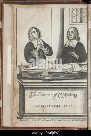 Deux hommes disséquer un corps avec les marques de la peste. Musée : collection privée. Banque D'Images