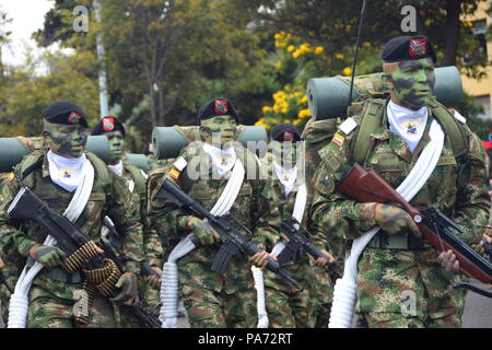 Bogota, Colombie.20 juillet 2018, Bogota, Colombie - Forces Spéciales au jour de l'indépendance colombienne défilé militaire Crédit : James Wagstaff/Alamy Live News Banque D'Images