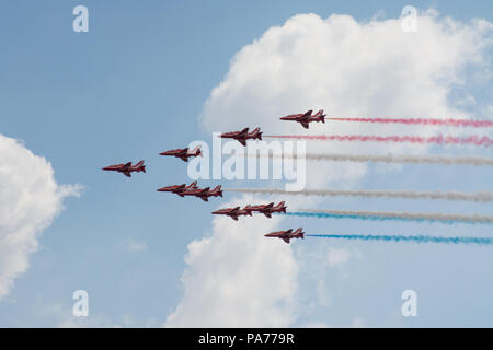 Farnborough International Airshow 2018. Les flèches rouges. Banque D'Images