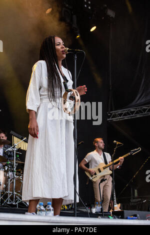 Pori, Finlande. 20 juillet 2018. Groupe britannique de la scène Jungle au Finnish open air festival de Jazz de Pori. Banque D'Images