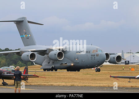 USAF Boeing C-17 Globemaster, Farnborough Farnborough Airport, Hampshire, au Royaume-Uni, 20 juillet 2018, photo de Richard Goldschmidt : Riche de crédit Gold/Alamy Live News Banque D'Images