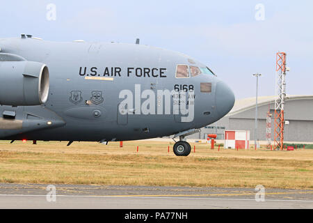 USAF Boeing C-17 Globemaster, Farnborough Farnborough Airport, Hampshire, au Royaume-Uni, 20 juillet 2018, photo de Richard Goldschmidt : Riche de crédit Gold/Alamy Live News Banque D'Images