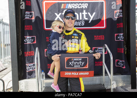 Loudon, New Hampshire, USA. 21 juillet, 2018. Brad Keselowski (22) gagne le pôle award pour la région des lacs à 200 New Hampshire Motor Speedway de Loudon, New Hampshire. Crédit : Stephen A. Arce/ASP/ZUMA/Alamy Fil Live News Banque D'Images