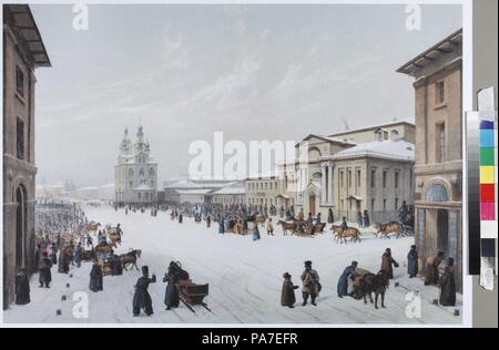 Okhotny Riad Street (Ligne de chasse) et l'Assemblée de la Noblesse Chambre à Moscou. Musée : Musée de l'état de A. S. Pouchkine, Moscou. Banque D'Images