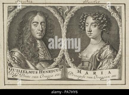 Portrait de mariage de Willem III et de Marie II Stuart. Musée : collection privée. Banque D'Images