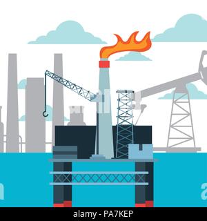 L'usine de raffinerie de pétrole de la plate-forme et d'illustration vectorielle, de l'industrie Illustration de Vecteur