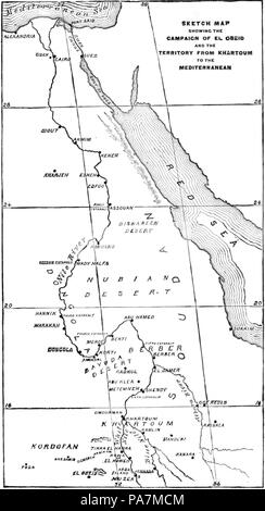 377 Batailles décisives depuis le Waterloo-Sketch carte montrant la campagne d'El Obeid et le territoire de Khartoum à la Méditerranée Banque D'Images