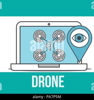 La technologie drone de surveillance de sécurité pour ordinateur portable Illustration de Vecteur