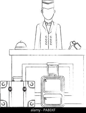 La réception de l'hôtel avec vector illustration design groom Illustration de Vecteur