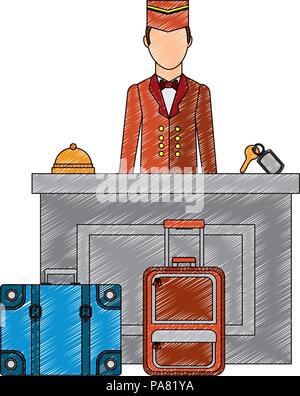 La réception de l'hôtel avec vector illustration design groom Illustration de Vecteur