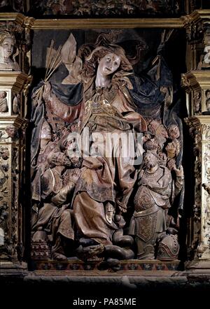 VIRGEN DE LA MISERICORDIA. Auteur : Juan de Juni (ch. 1507-1577). Lieu : EGLISE DE SAN ANTOLIN, TORDESILLAS, Valladolid, Espagne. Banque D'Images