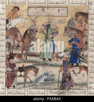 Bahman rencontre Zal. Du Shahnama (Livre des Rois). Musée : Musée d'art et d'histoire, Genève. Banque D'Images