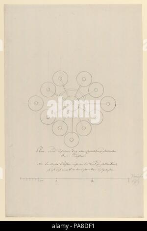 Conception pour un candélabre. Artiste : Anonymous, le français, 18e siècle. Dimensions : 10 5/8 x 16 7/16 po. (27,05 x 41,7 cm). Date : ca. 1770-90. Musée : Metropolitan Museum of Art, New York, USA. Banque D'Images