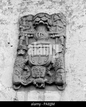 L'ESCUDO ORONOZ EN LA FACHADA DE LA CASA PALACIO ARRECHEA ORONOZ. Lieu : CASA PALACIO ARRECHEA ORONOZ ORONOZ, MUGAIRE, Navarre, Espagne. Banque D'Images