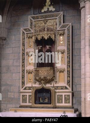 Retable DE LA CAPILLA DE LOS SANTOS MARTIRES - AUTEL Y RELICARIO. Emplacement : CONVENTO DE SAN FRANCISCO, Teruel, Espagne. Banque D'Images