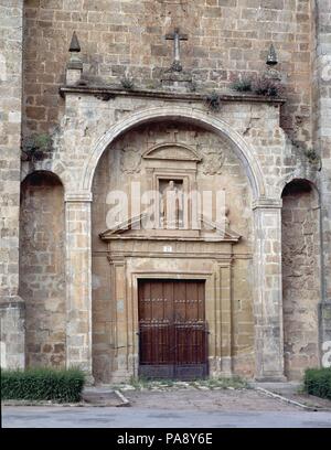 PORTADA EXTÉRIEUR ÉLÉMENTS PRINCIPAUX-SOULAGER DE ESFIGIE S MILLAN-S XVII. Lieu : Monastère de Yuso, San Millan de la Cogolla, La Rioja, Espagne. Banque D'Images