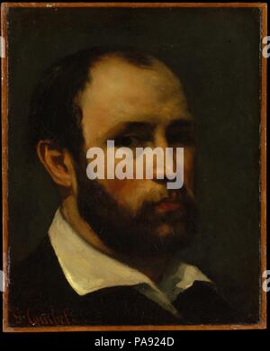 Portrait d'un homme. Artiste : Gustave Courbet, Ornans 1819-1877 Français (La Tour-de-Peilz). Dimensions : 16 1/4 x 13 1/8 in. (41,3 x 33,3 cm). Date : probablement ca. 1862. Le caractère distinctif au front dégarni et pleines lèvres suggèrent que la gardienne pour ce portrait non officiel peut être un courtier Jules Luquet, un partisan et ami de Courbet début dans les années 1860. Dans la taille, la composition, et la manipulation, l'image est similaire à l'artiste 1862 Portrait du peintre Auguste Fajon (Musée Fabre, Montpellier), et il date probablement de la même époque. Courbet semble avoir favorisé le format pour depictio Banque D'Images