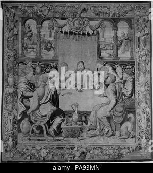 La dernière Cène. Artiste : liée à un 1523 imprimer de la Dernière Cène par Albrecht Dürer (Nuremberg, Allemagne Nuremberg 1471-1528) ; liés à une gravure de la Dernière Cène par Marcantonio Raimondi (Italien, Argini ( ?) ca. 1480-avant 1534 Bologna ( ?)) ; liés à des peintures de Pieter Coecke van Aelst (, Russisch Aelst 1502-1550 Bruxelles) et son élève, Willem Key ; associée à un orphrey brodés par Barthélemy van den Kerckhove (Judas, Christ, navire sur marbre). Culture : flamand, Bruxelles. Designer : Michiel Coxie (I) (Malines, Russisch ca. 1499-1592 Mechelen) , probablement. Dimensions : H. 1 Banque D'Images