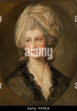 Queen Charlotte. Artiste : Thomas Gainsborough (British, Sudbury 1727-1788 Londres). Dimensions : 23 3/4 x 17 1/2 in. (60,3 x 44,5 cm). Il s'agit d'une réplique par Gainsborough d'un portrait de la reine (Collection Royale) qu'il peint au château de Windsor en septembre 1782. Musée : Metropolitan Museum of Art, New York, USA. Banque D'Images