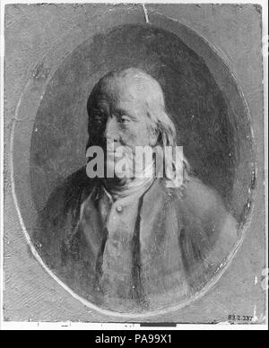 Portrait de Benjamin Franklin. Artiste : William P. Babcock (1826-1899). Culture : L'Américain. Dimensions : 5 1/4 x 4 1/8 in. (13.3 x 10.5 cm). Date : ca. 1870-80 ( ?). Musée : Metropolitan Museum of Art, New York, USA. Banque D'Images