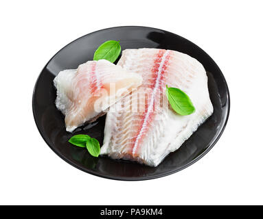 Filet de poisson panga isolé sur fond blanc avec clipping path Banque D'Images