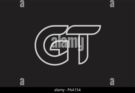 Lettre alphabet noir et blanc logo gt g t conception combinaison approprié pour une société ou entreprise Illustration de Vecteur