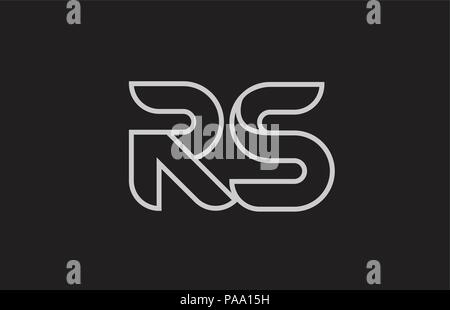 Lettre alphabet noir et blanc logo rs r s design combinaison approprié pour une société ou entreprise Illustration de Vecteur