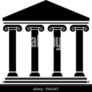 L'architecture grecque antique vecteur avec colonnes. noir et blanc temple romain bâtiment avec piliers. Le logo du Parthénon grec ou d'Acropolis Illustration de Vecteur