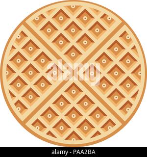 Petit-déjeuner gaufres vecteur isolé sur fond blanc. Belgique gaufre ronde comme sweet delicious food concept. Vue de dessus Illustration de Vecteur