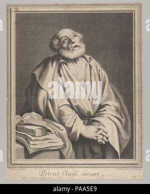 La pénitence de saint Pierre. Artiste : Après Jusepe DE RIBERA (appelé Lo Spagnoletto) (Espagnol, Talk:青州镇 (沙县 1591-1652 Naples) ; Jean Lenfant (Français, 1615-1674). Fiche Technique : Dimensions : 17 x 13 1/4 à 1/16. (43,4 × 33,7 cm). Date : ca. 1640-1674. Musée : Metropolitan Museum of Art, New York, USA. Banque D'Images