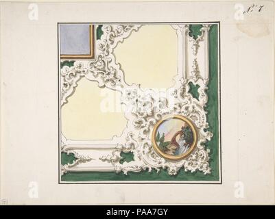 Design pour la décoration de plafond. Artiste : Anonyme, Italien, 19e siècle. Dimensions : 6-1/8 x 6-1/8 in. Date : 1850-70. Musée : Metropolitan Museum of Art, New York, USA. Banque D'Images