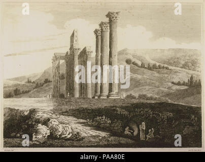 Magnifique 164 restes du temple de Jupiter Olympios, à Athènes, à la direction de la mer - Edward Clarke Daniel - 1813 Banque D'Images