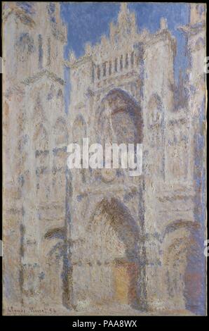 La Cathédrale de Rouen : le portail (soleil). Artiste : Claude Monet (français, Paris 1906-1957 Giverny). Dimensions : 39 1/4 x 25 7/8 in. (99,7 x 65,7 cm). Date : 1894. Monet peint plus de 30 vues de la Cathédrale de Rouen en 1892-1893. Le passage d'une toile à l'autre, comme chaque jour progressait, il peint la façade avec pinceau très texturées qui donnent l'aspect de pierre sculptée et de rendre l'atmosphère et la lumière palpable. Plus tard Monet fini le travaille dans son atelier à Giverny, les photos de réglage avec soin à la fois de manière indépendante et par rapport à l'autre. Par conséquent, la plupart sont signés et datés 1 Banque D'Images