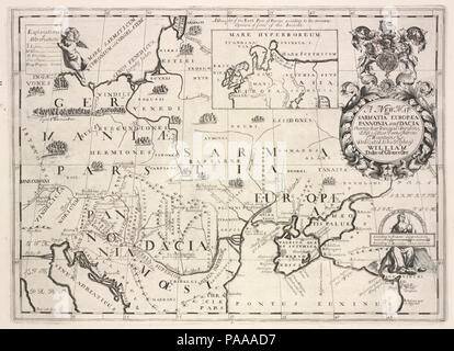 Un nouveau plan de Sarmatie Europaea, Pannonie et Dacia, qui fais leurs principales divisions, les gens, les villes, villages, rivières, montagnes, &c Banque D'Images