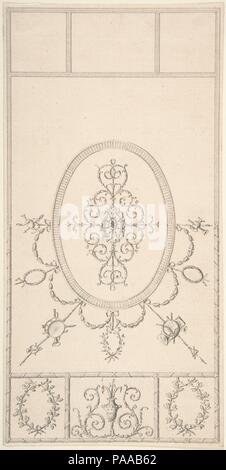 Conception pour un plafond. Artiste : Style de Robert Adam (British, Kirkcaldy, Ecosse 1728-1792 Londres). Fiche technique : Dimensions : 10 1/4 x 5 1/16 in. (26,1 x 12,9 cm). Date : 1745-1800. Musée : Metropolitan Museum of Art, New York, USA. Banque D'Images