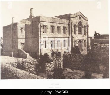 Jérusalem, Chapelle anglaise. Artiste : Auguste Salzmann (Français, 1824-1872). Dimensions : 23,5 x 32,6 Image : cm (9 1/4 x 12 13/16 in.) monter : 44,8 x 60 cm (17 5/8 x 23 5/8 in.). Impression : Imprimerie photographique de Blanquart-Évrard, à Lille (français, actif 1851-55). Date : 1854. Musée : Metropolitan Museum of Art, New York, USA. Banque D'Images