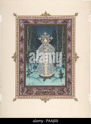 Illustration pour 'negurochka' Snegurochka [dans la forêt]. Artiste : Boris Zvorykin (russe, Moscou 1872-1942 Paris). Dimensions : Image : 10 3/4 x 8 1/16 in. (27,3 x 20,5 cm) : Feuille 13 x 10 9/16 9/16 in. (34,5 x 26,8 cm). Date : ca. 1925. Musée : Metropolitan Museum of Art, New York, USA. Banque D'Images