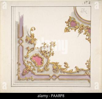 Conception pour une décoration de plafond. Artiste : Anonyme, Italien, 19e siècle. Dimensions : 7-5/8 x 7-5/8 in. Date : 1850-70. Musée : Metropolitan Museum of Art, New York, USA. Banque D'Images