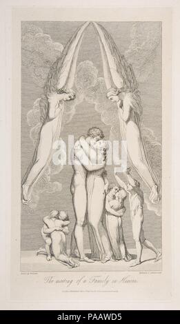 La réunion d'une famille dans le ciel, de la tombe, un poème de Robert Blair. Artiste : Luigi Schiavonetti (Italien, Bassano del Grappa 1765-1810 Londres) ; Après William Blake (britannique, Londres 1757-1827 Londres). Dimensions : plateau : 9 1/4 x 5 1/4 in. (23,5 x 13,3 cm) : Feuille 10 13/16 x 6 in. (27,5 x 15,2 cm). Editeur : Rudolph Ackermann, Londres (actif 1794-1829). Date : mars 1, 1813. Musée : Metropolitan Museum of Art, New York, USA. Banque D'Images