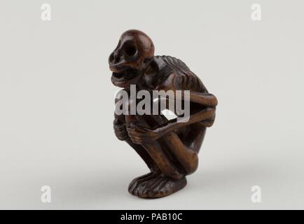 Netsuke de Crouching Figure d'un squelette. Culture : le Japon. Dimensions : H. 2 5/8 in. (6,7 cm) ; W. 1 1/8 in. (2,9 cm). Date : du 19e siècle. Musée : Metropolitan Museum of Art, New York, USA. Banque D'Images