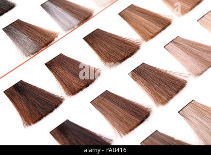 Palette de couleur de cheveux échantillons de teinture isolated on white Banque D'Images