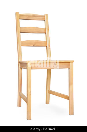 Chaise en bois non peint isolated on white Banque D'Images