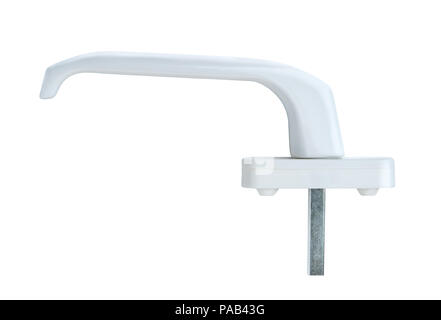Poignée de fenêtre en plastique isolated on white Banque D'Images