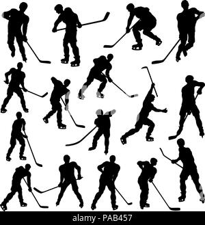 Le joueur de hockey Silhouettes Illustration de Vecteur