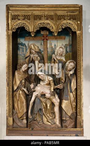 Les Lamentations. Culture : Le Centre de l'espagnol. Dimensions : 83 x 48 1/2 x 13 1/2 in. (210,8 x 123,2 x 34,3 cm). Date : ca. 1480. Les émotions, les expressions déchirantes sur les visages des figures debout dans ce sanctuaire sont fortement influencés par le travail de la peintre Russisch Sud Rogier van der Weyden (ca. 1399-1464). En effet, il est possible l'atelier espagnol qui a créé ce travail comprenait au moins un artiste Russisch, ou peut-être l'atelier avaient accès à un carnet qui reprend des éléments pris dans les tableaux de Rogier. Le sanctuaire a été à l'origine, la section centrale de l'alta Banque D'Images